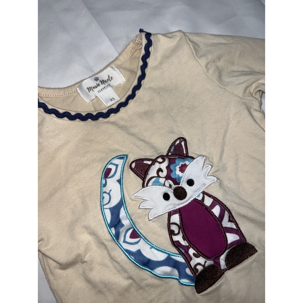 Marie Nicole Girl Size XS Long Sleeve Shirt Yellow Animal Embroidered Graphic